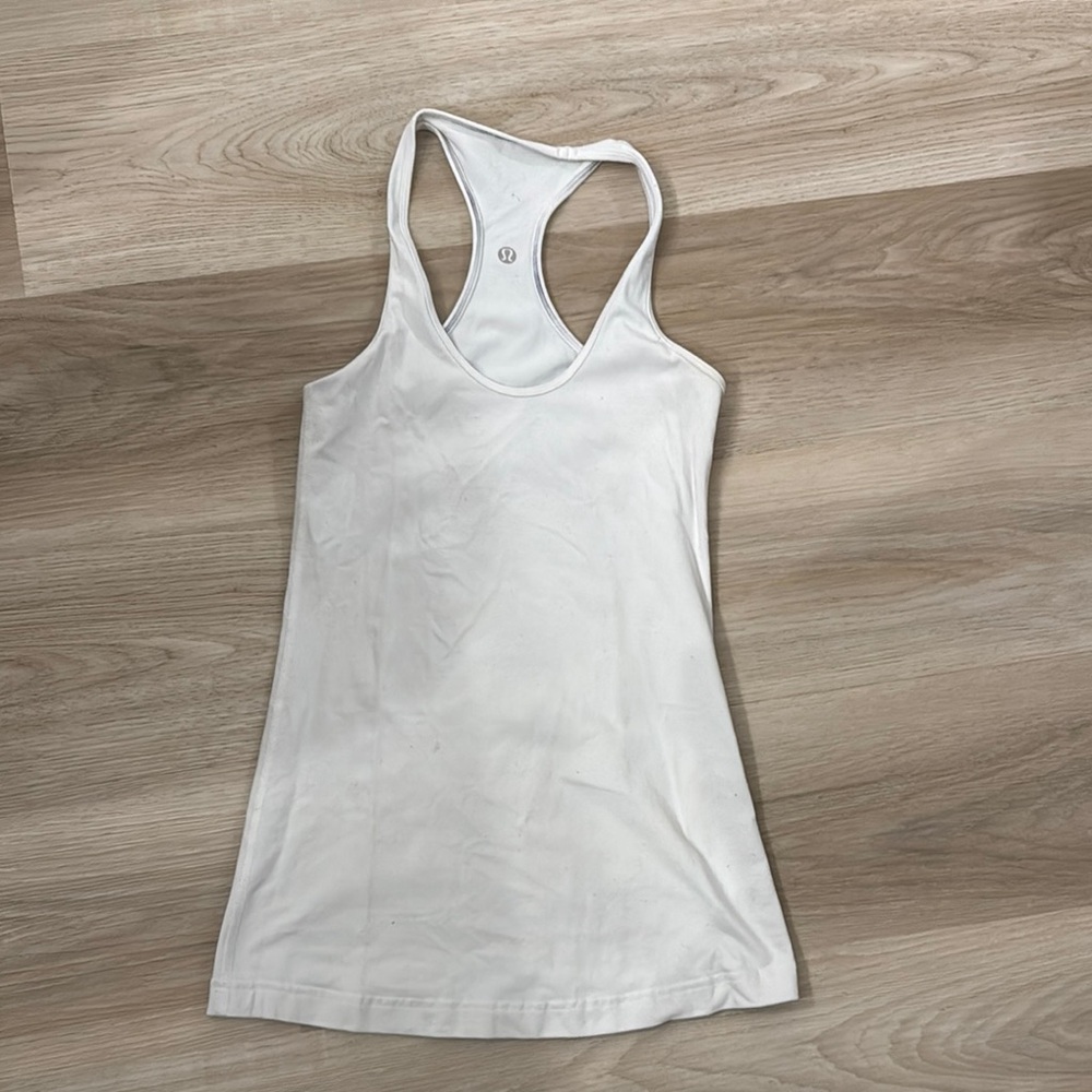 Lululemon Athletica White Fitted Sleeveless Tank Top